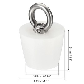 TOP-VIGOR 1Pc Rubber Tapered Plug, 25mm to 33mm Solid Bathtub Bungs Stopper with Ring, Tapered Lab Seal Rubber Stoppers Test Tube Bungs for Test Tubes, Water Pipe, Drainage Hole, White