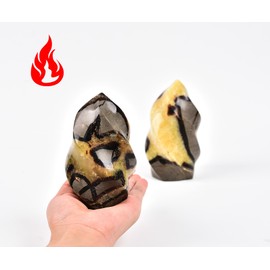 AMOYSTONE Natural Septarian Dragon Stone Flame Decorative Stone Tower Large for Meditation Healing, Witchcraft, Table Decors 1-1.4 LBS