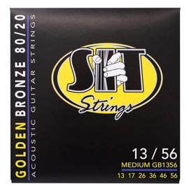 SIT Strings Golden Bronze 80/20 Acoustic Guitar Strings (S.I.T.), Medium 13-56, GB1356