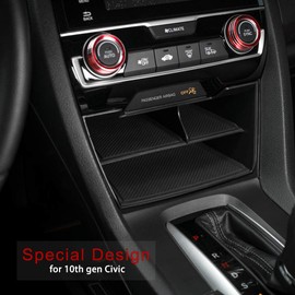 Thenice for 10th Gen Civic Central Console Storage Box Cards Organizer for Honda Civic Sedan Hatchback Coupe Type R 2016 2017 2018 2019 2020 2021