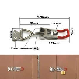Set of 2 Stainless Steel Toggle Lock Large Toggle Lever Tensioner Set with Keyhole Adjustable Side Wall Lock Lever Lock for Cupboard Boxes Drawers Windows 150-170 mm