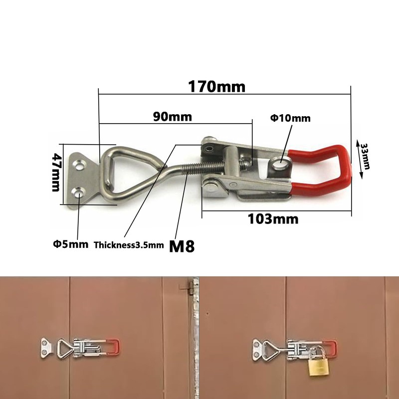 Set of 2 Stainless Steel Toggle Lock Large Toggle Lever