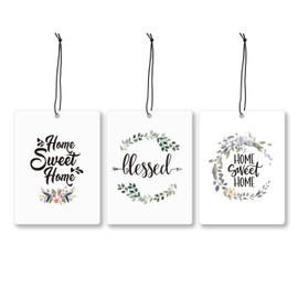 Mancheng-zi Home Sweet Home Air Freshener 3Pcs, House Warming Gifts New House Air Freshener Hanging for Cars Closet Drawer or Books, Farmhouse Rustic Car Accessories Mirror Decor for Women Men