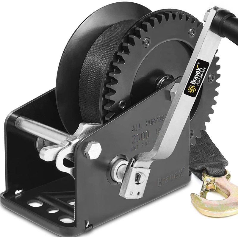 Bravex 2000LBS Boat Trailer Winch Hook Portable Hand Winch Two