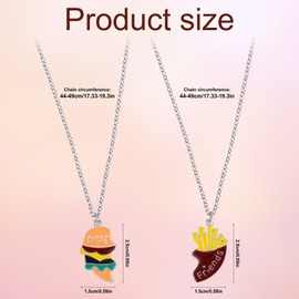 2pcs Best Friendship Necklaces for 2 Girls, Mutual Attract Magnetic Matching Couples Pendant Necklace Set Forever Friends Bff Jewelry Gifts for Women Men Anniversary Birthday (Burger and Fries)