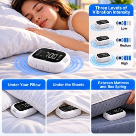 Vibrating Alarm Clock for Wake-Up Routines – Bed Shaker with Dual Alarms, Snooze & 3 Vibration Levels for Bedroom Use