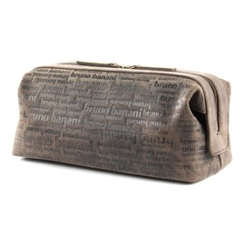Bruno Banani All Over 020276 Toiletry Bag Genuine Leather Brown for Men and Women, brown