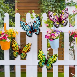 Kyduu 4 Pieces Wall Decoration Butterfly, Garden Butterfly Sculpture, Wall Art Metal Butterfly, Animal 3D Wall Pictures, Metal Butterfly Wall Decor Hanging Ornaments for Indoor Outdoor Garden