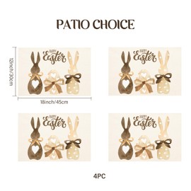 Patio Choice Easter Bunny Eggs Placemats Set of 4 for Dining Table,Spring Seasonal Kitchen Table Decorations for Indoor Outdoor Home Party Decor