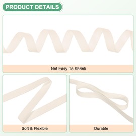 M METERXITY Cotton Twill Tape, (15mm) 5/8 Inch 50 Yards Cotton Twill Ribbon Bias Binding Tape Natural Herringbone Webbing Trim for Apron Sewing/Gift Wrapping/Craft DIY [Beige]