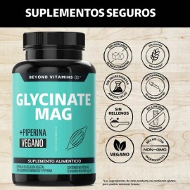 Glicinato De Magnesio 492mg De Alta Absorción Con Piperina (pimienta Negra) - Bisglicinato Magnesio - Magnesio Complex - Glycinate Magnesium -...     