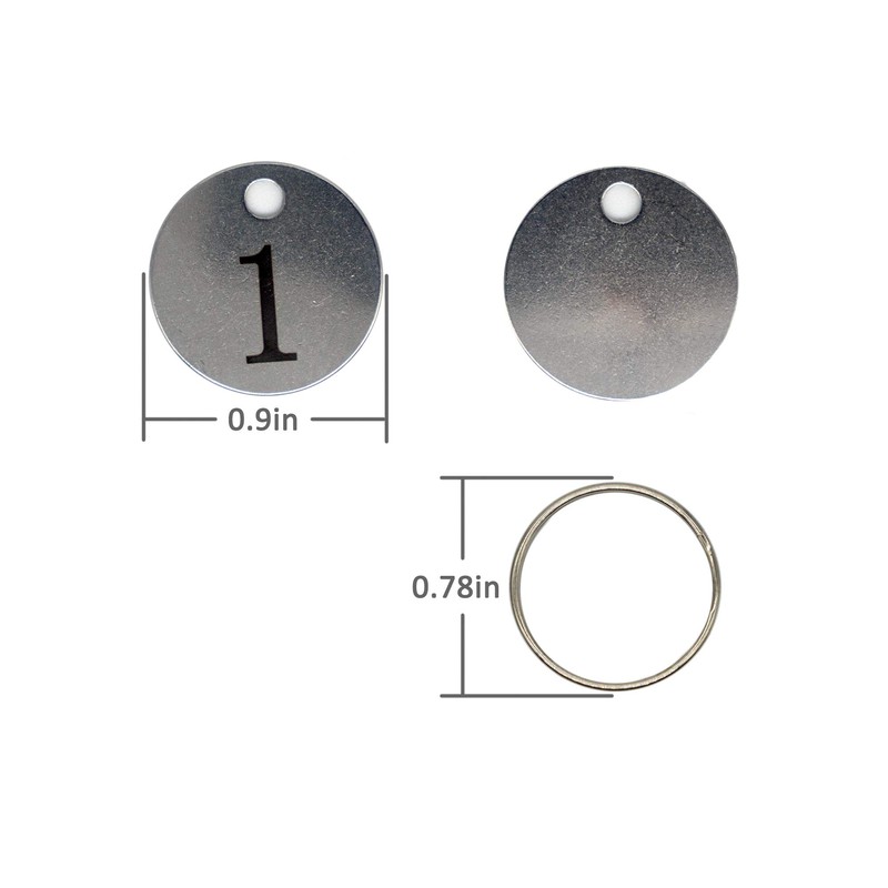 StayMax Stainless Steel Number Tags Key Tags with Key Rings