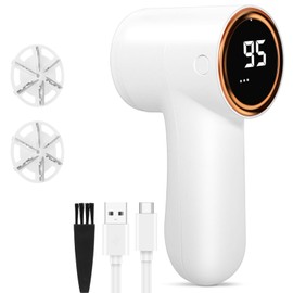 Cozary Levapelucchi Elettrico, Display Digitale LED, 5 Velocità Regolabili, Spazzola a 6 Lame, con Spazzola e Lame di Ricambio, Levapelucchi Ricaricabile per Abbigliamento, Lana, Maglioni, Tessuti