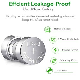 CPANCELL AG12 Battery 386 sr43 Battery L1142 Battery LR43 D386 L1142 D301 186 SR43 1.5v Alkaline Button Batteries (10 Count)