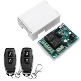 QIACHIP Wireless Switch 24 V 12 V 30 V Radio Remote Control Garage Door Switch 2 Channel 433 MHz RF 10 A Wireless Relay Receiver with 2 Transmitters for Motor, Roller Shutters and Pumps