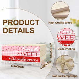 3 Pcs Sweet Strawberries Decorative Books for Home Decor, Mini Faux Books Decoration, Summer Flamingo Wooden Book Tiered Tray Decor, Stacked Book for Decorating Living Room Bookshelf Fireplace（C009）