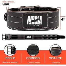 Hirola Cinturón de Gimnasio de Cuero para Hombres y Mujeres, Cinturón para Levantamiento de Pesas Ajustable, Cinturón de Entrenamiento Funcional, Sentadillas y Peso Muerto, Soporte de Espalda Baja (Medium)