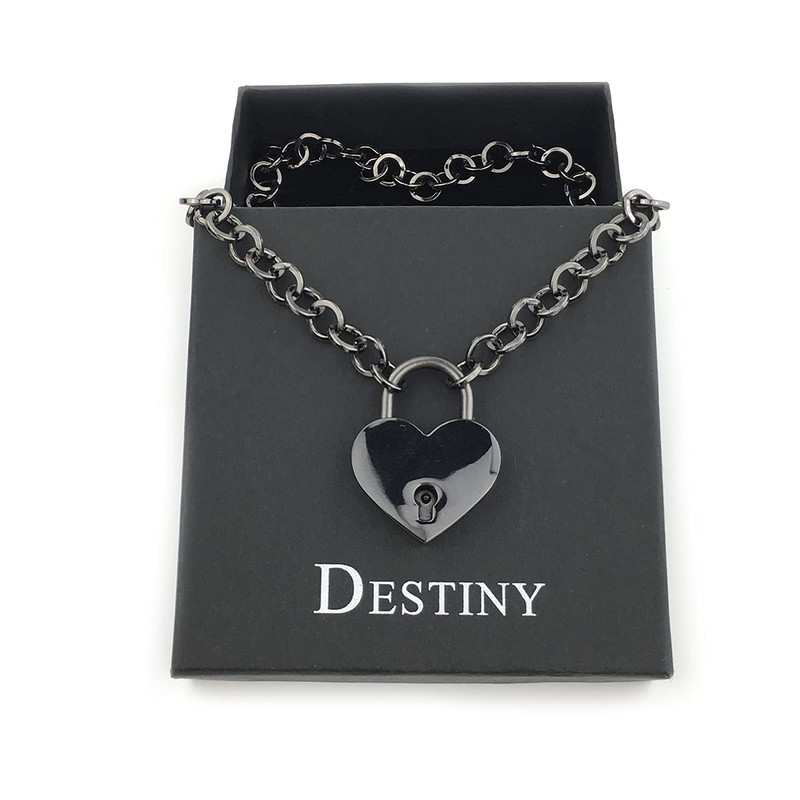 Destiny Love Padlock Choker Collar Necklace with Lock and Two
