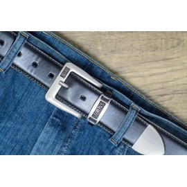 Ossi Mens 38mm Real Leather Lined Jeans Belt 3XL (48" - 52") Black