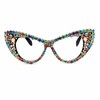 bullabulling Retro Sparkling Crystal Colorful Diamond Frame Cat Eye Bling