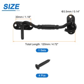 sourcing map 4" Hook and Eye Latch, Barn Door Lock Stainless Steel Cabin Hook Privacy Door Gate Hooks for Window Sliding Door Fence Shed, Black