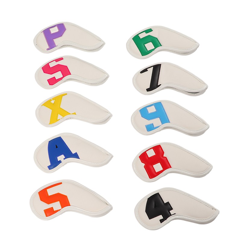 10pcs set PU Waterproof Golf Club Iron Cover Fine Sewing