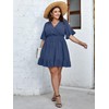 SCOMCHIC Womens Plus Size Summer Smocked Dress Short Flutter Sleeve