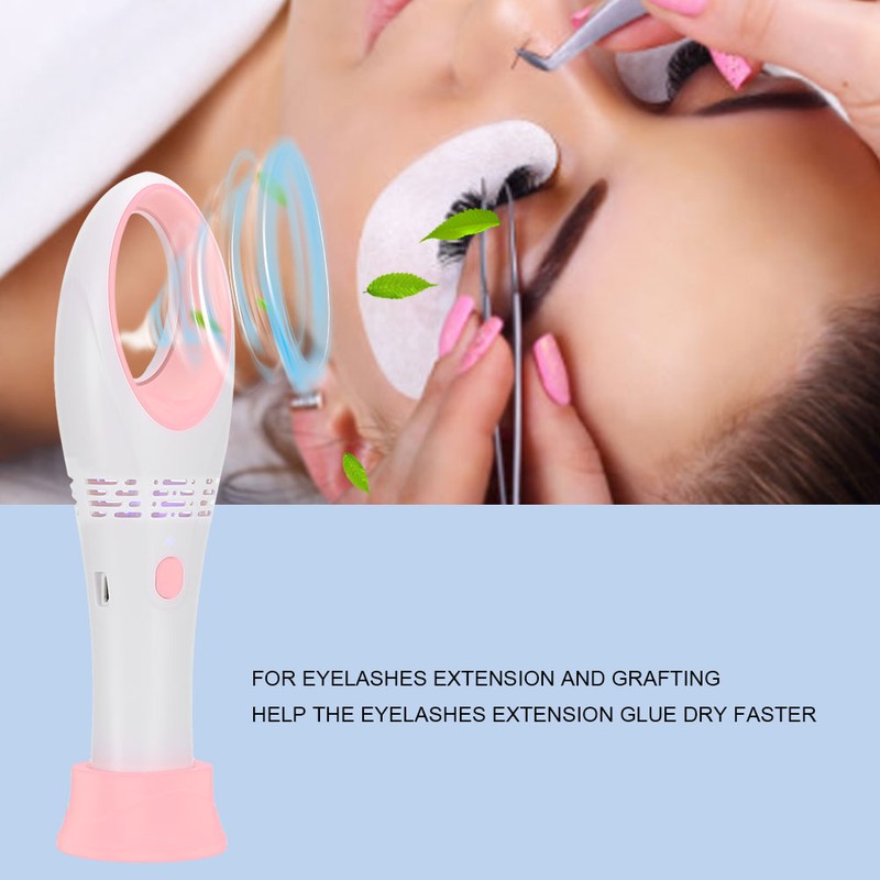 Portable USB Eyelash Extension Bladeless Fan Blower Grafted Eyelashes DryerPink