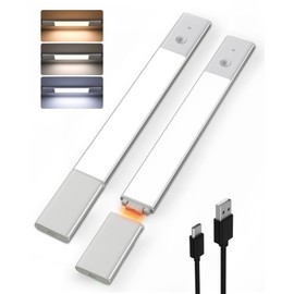 EZVALO Unterbauleuchte Küche LED 38CM, Schrankbeleuchtung Kabellos 3 Farbtemperaturen Dimmbar Abnehmbarer Akku mit PIR Bewegungsmelder für Kleiderschrank Treppe Wohnmobil (2 Stücke)