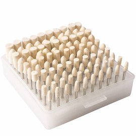 Ettonsun 100Pcs Polishing Buffing Wheels Wool Felt Mounted Mandrel Grinding Bits Grinder Head Polish Watch Jewelry Rotary Tool Accessories Drill Tools Attachment Fit Dremel-1/8 Inch Shank