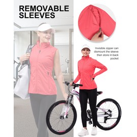 33,000ft Giacca da ciclismo da donna con maniche staccabili(Rosa,L)