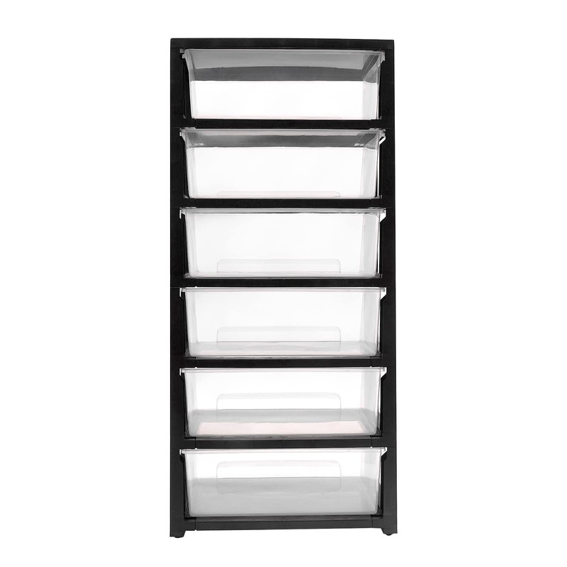 6 Clear Drawer Storage Organizer Rolling Cart,Movable Storage Tower for