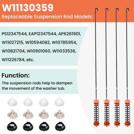 Mahua W11130359 Washer Suspension Rod Kit Part Compatible with Whirlpool Maytag Kenmore WTW7040DW1 MVWB765FW1 110.2613241 Washing Machine, Replaces W10901060,W11033536,AP6261901,W10594082