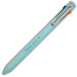 Pentel iZee 4 Colour Ballpoint Pen - Sky Blue Barrel - Multi Ink - Orange, Pink, Sky Blue & Violet Ink - Single Pen