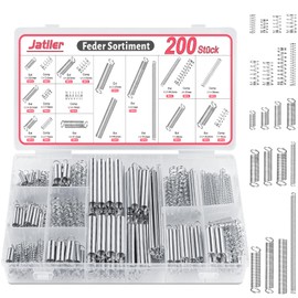 JatilEr Pack of 200 Spring Tension Springs Assortment, 20 Sizes Springs Metal Tension Spring Coil Springs Stainless Steel Compression Springs Assortment with Box Spring Set Kit for Tools, Devices,