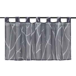 HongYa Kitchen Curtain, Voile, Bistro Curtain with Loops, Transparent Curtain for Small Windows, Branches Pattern