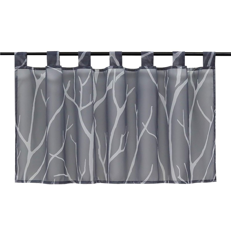 HongYa Kitchen Curtain, Voile, Bistro Curtain with Loops, Transparent Curtain