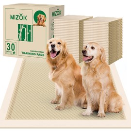 MIZOK Pee Pads for Dogs 36x36in Bamboo Dog Pee Pads, Dog Pads Extra Large Super Absorbent Odor Eliminating Leak-Proof Puppy Pads with Adhesive Tabs, Disposable (30 Counts)