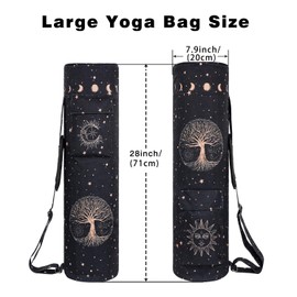 Yoga Mat Bag Full-Zipper Yoga Mat Carrier with Extra Wide Adjustable Strap 2 Multi-Functional Storage Cargo Pocket Stylish & Functional Yoga Bag Pilates Bag for Women & Men