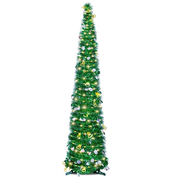 Christmas Tree, 5Ft Artificial Pop Up Christmas Tree with LED