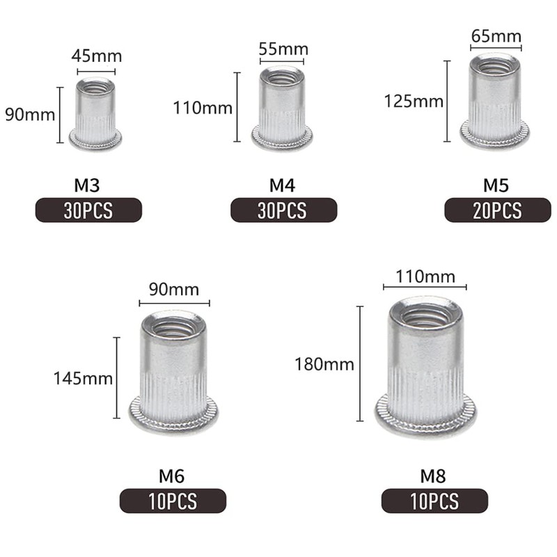 YFFSFDC Rivet Nuts Aluminum Blind Nuts Thread Rivet Nuts 100pcs
