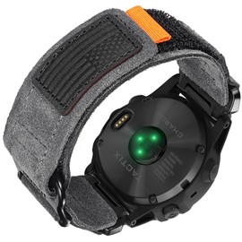 Soft Suede Leather Watch Band, 22mm Military Strap Compatible with Garmin Fenix 8 47mm /7/7 Pro/6/6 Pro/5/5 Plus/E 47mm, MARQ Athlete/Golfer/Driver/Captain/Adventurer/Commander, Instinct 2