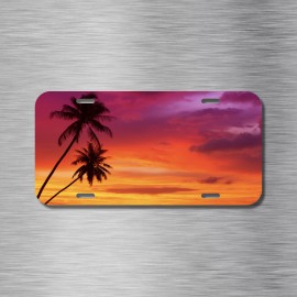 Amel Hawaii Ocean Sunset Sea Beach Sun Vehicle Palm tree Tropical License Plate USA