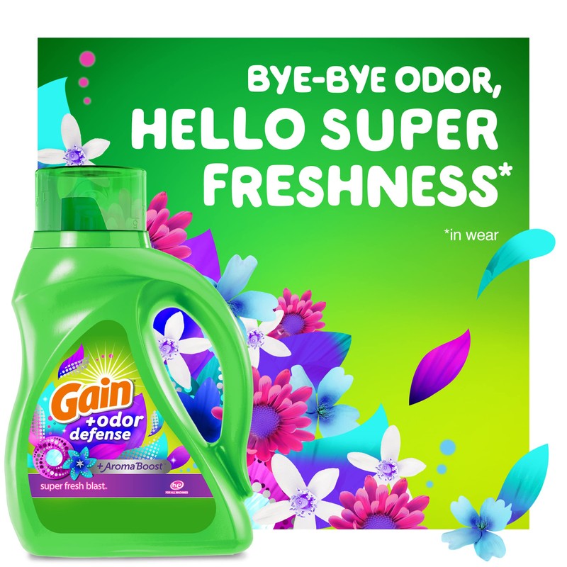 Gain Gain + Odor Defense Liquid Laundry Detergent Super Fresh