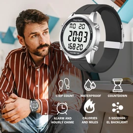 Hearkent Pedometer Watch, Step Counter, Easy to Operate for Elderly (Blue)