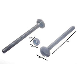 24 x Carriage Bolts and Nuts BZP Galvanised M6 x 75 Weatherproof