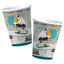 DH-Konzept 8 Paper Cups in * Skateboard * for Party and Birthday Celebration Party Set Skater Cups Party Cups Skate Park