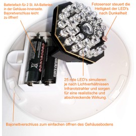 O&W Security Dummy Camera with 25 Red LED Fake Lens Dummy Security Camera Realistic Design for Indoor and Outdoor Use