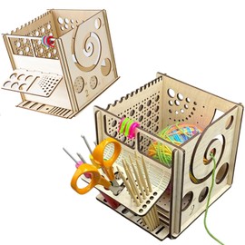 Wooden Yarn Bowl for Crochet Wooden,5Mm Thickened All-in-Wooden Yarn Bowl Crochet Storage Boxes All-in-One Multifunctional Yarn Holder for Crochet Accessories Crochet Storage(Only Box)