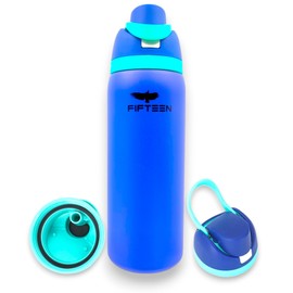 32oz Insulated Stainless Steel Water Bottle – Leakproof & BPA-Free, Flip Straw & Handle Lid, Double Wall Vacuum Flask for Hot & Cold Drinks – Ideal for Gym, Travel, Office (Blue)